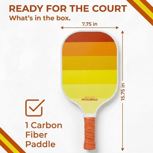 – Carbon Fiber Pickleball Paddles – USAPA Approved, Honeycomb Core, Cushioned Grip, Lightweight Design – Single Paddles & Paddle Sets - color: Yellow Sunset - Single Paddle