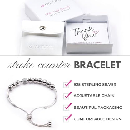 Golf Stroke Counter Bracelet – 925 Sterling Silver Adjustable Bangle for Ladies | One-Hand Operation | Stylish Golf Gift for Her | Waterproof Golf Jewelry | Elegant Golf Accessories for Women