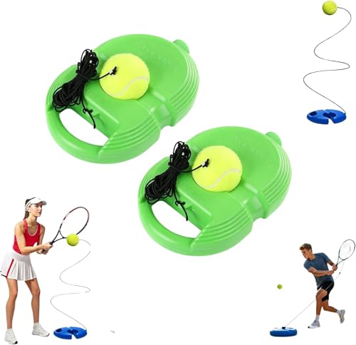 2026 Tennis Balls Training Baseboard,Tennis Trainer Balls with String, Tennis Rebounder with Weighted Base, Portable Tennis Trainer for Home, Tennis Practice Kit for Backyard - color: Green_2pcs