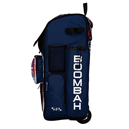 Boombah Rolling Superpack 2.0 Baseball/Softball Gear Bag - 23-1/2" x 13-1/2" x 9-1/2" - USA Liberty Navy/White/Red - Telescopic Handle - Holds 4 Bats - Wheeled Version
