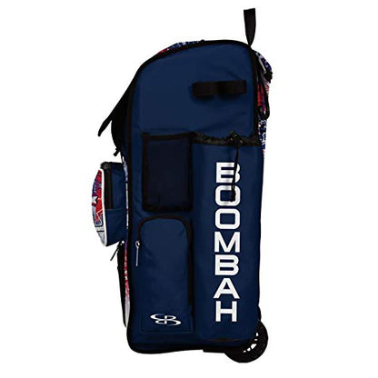 Boombah Rolling Superpack 2.0 Baseball/Softball Gear Bag - 23-1/2" x 13-1/2" x 9-1/2" - USA Liberty Navy/White/Red - Telescopic Handle - Holds 4 Bats - Wheeled Version