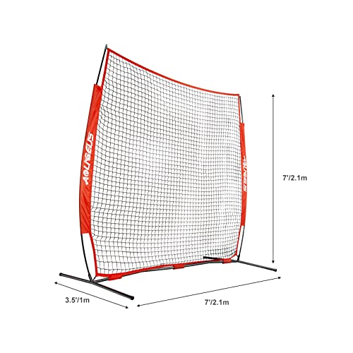 Sports Barrier Net,Sports Net,Barricade Backstop Net,Perfect for Baseball,Softball,Soccer, Basketball,Lacrosse - style: 7X7Ft-Red