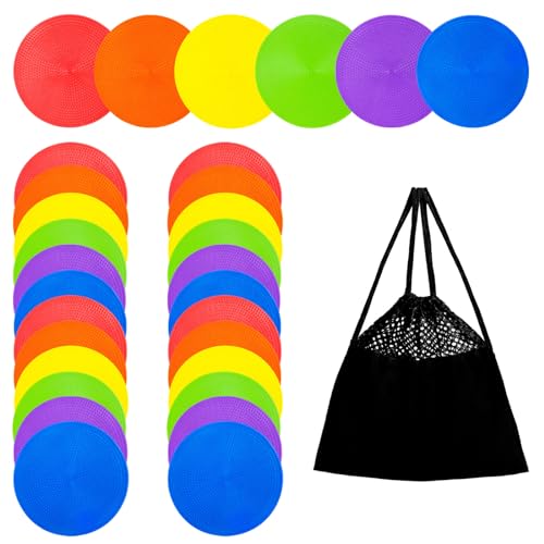 Spot Markers 4.72 Inch 9 Inch Non Slip Rubber Floor Markers Flat Field Cones Poly Dots for Soccer Basketball Sports Speed Agility Training and Drills - style: 4.72inch 24pcs
