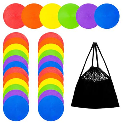 Spot Markers 4.72 Inch 9 Inch Non Slip Rubber Floor Markers Flat Field Cones Poly Dots for Soccer Basketball Sports Speed Agility Training and Drills - style: 4.72inch 24pcs