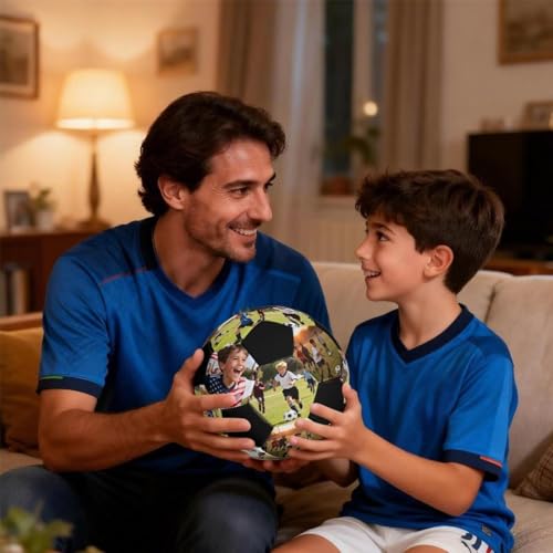 PU Leather Soccer Customized Photo Text Logo Soccer Size 5 Ideal Gift for Boys Girls Football The Room Decorated