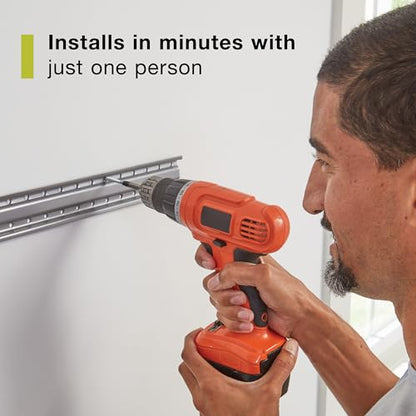 Rubbermaid 20-Piece FastTrack Garage Wall-Mounted Storage Kit 5 Rails and 15 Hooks for Home/House/Tool/Sports/Utility Purposes - size: 5 Rails, 15 Hooks