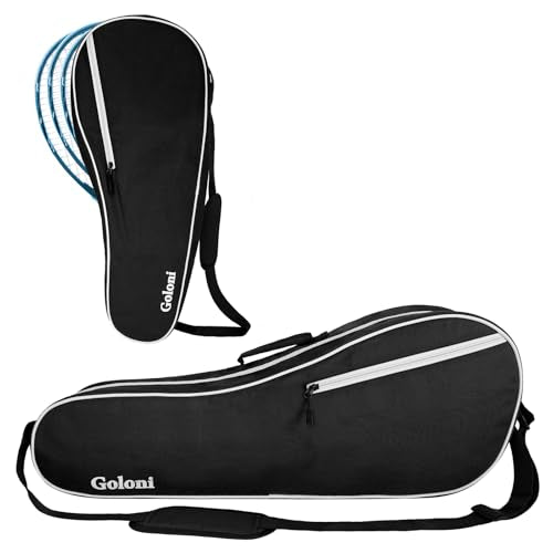 Goloni Tennis Bag for 3-4 Rackets, Water-Resistant Racket Bag with Padded Protection for Men Women Adults - color: Black