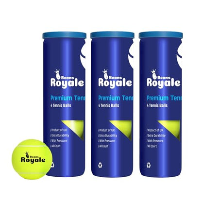 Tennis Balls (12 Balls) All Court Tennis Balls Ideal for Training & Matches, Pressure Retention, Neon Yellow