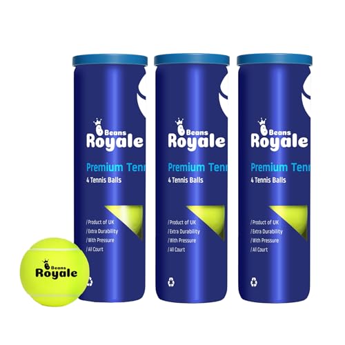 Tennis Balls (12 Balls) All Court Tennis Balls Ideal for Training & Matches, Pressure Retention, Neon Yellow