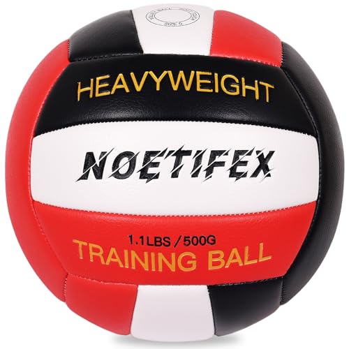 1.1LBS Heavy Weight Volleyball Size 5 Official Setter Training Volleyball for Adults, Durable PU Indoor Outdoor Volleyball Trainer, Spike & Passing Practice Ball for Skill Improvement - color: Black,Red