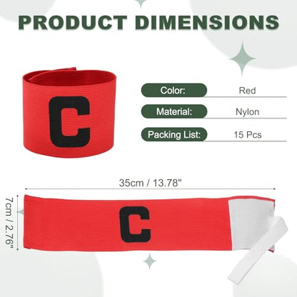 Captain Armbands, Adjustable Leader Arm Band for Soccer Elastic Team Sport Arm Band -Fitting for Football/Volleyball/Rugby - color: Red