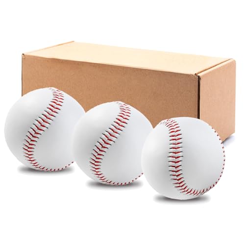 Baseballs, Practice Baseballs, Baseball for Youth Teenager/Adults Players Training Ball, Safe Throwing for Indoor/Outdoor, Batting Practice - color: White Box of 3