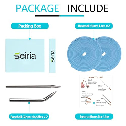 Baseball Glove Lace, Mitt Lace Repair Kit Softball 2 Leather Laces and 2 Lacing Needles for Catcher's Glove - color: Light Blue