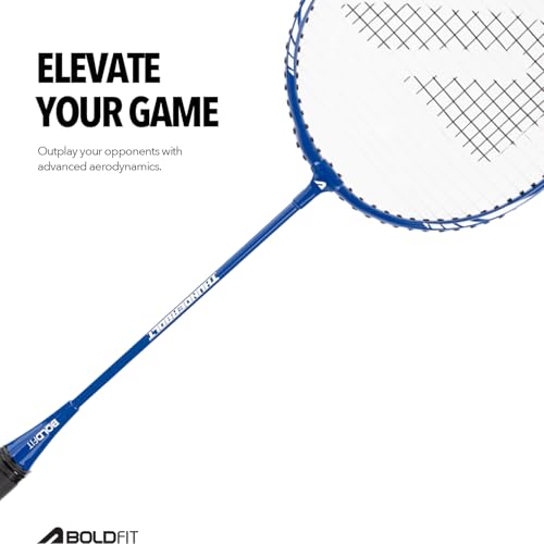 Boldfit Aluminium Badminton Racket With Full Cover Bag - Lightweight Wide Face Shuttle Bat for Match Play - Blue - color: Blue