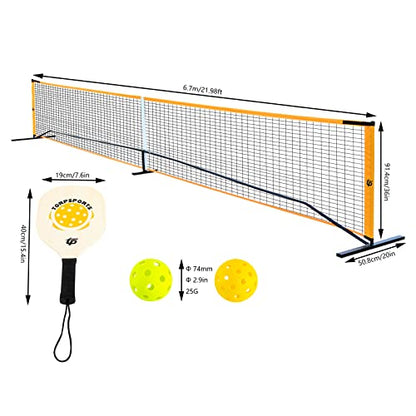 YIYIBYUS Portable Pickleball Net Set with 4 Pickleball Paddles Pickleball Net Carry Bag 22 FT Pickleball Net Regulation Full Size for Driveway, Home, Backyard Weather Resistant Metal Frame