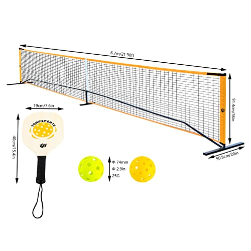 Portable Pickleball Net Set,Portable Regulation Size Pickleball Net System with 4 Pickleball Paddles,Steady Metal Frame & Strong PE Net for Outdoor Backyard Driveway