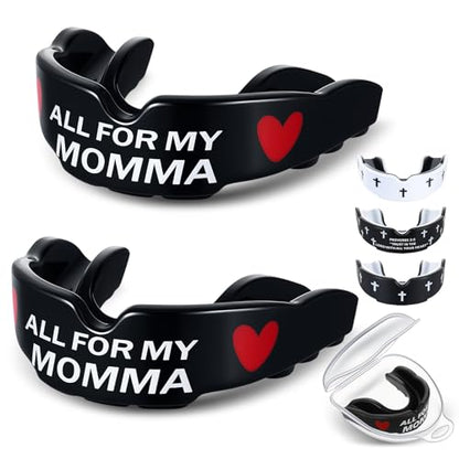 Yaomiao 2 Pcs Mouth Guards Christian Teeth Guards Sport Game Guard & Case Religious MouthGuard Soccer Football Basketball Baseball Wrestling Lacrosse Rugby Boxing Taekwondo - size: Adult, style: Black & Mom
