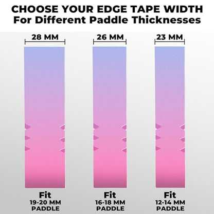 Pickleball Edge Guard Tape – Pickle Ball Paddle Edge Protection Tape 3 Pack, Paddle Head Edge Guard for 12MM to 20MM Rackets, Fits Perfectly Curved Edge, Easy Application, No Wrinkling - color: purple gradient, size: 16mm Paddle