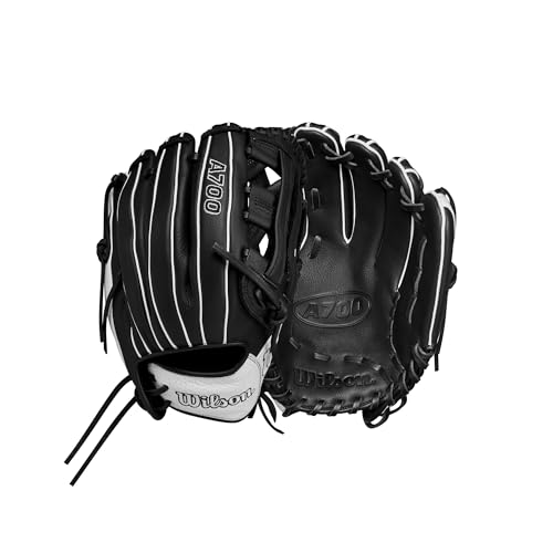Wilson | A700 | Fastpitch | Softball Gloves + Mitts | Sizes 12" - 12.5" | Right + Left Hand Throw | Multiple Styles - color: Black/White, size: 12" | Infield
