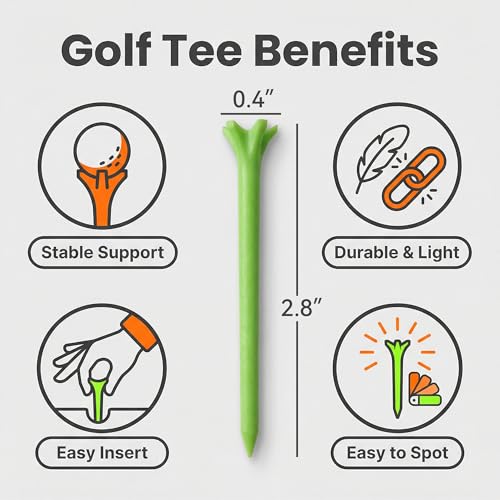 Plastic Golf Tees Fifty Pack with Stopper for Stable Ball Path Practice and Daily Training