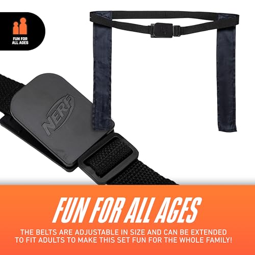 Nerf 10 Player Flag Football Belts + Ball Set - Youth Flags + Junior Foam Football for Kids - Full Kit for 5 v 5 Games - Includes (10) Belts + 1 Foam Ball