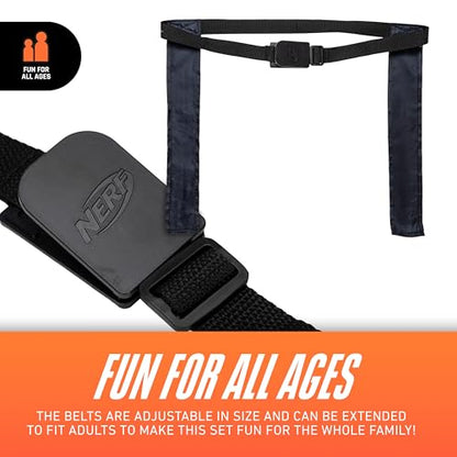 Nerf 10 Player Flag Football Belts + Ball Set - Youth Flags + Junior Foam Football for Kids - Full Kit for 5 v 5 Games - Includes (10) Belts + 1 Foam Ball