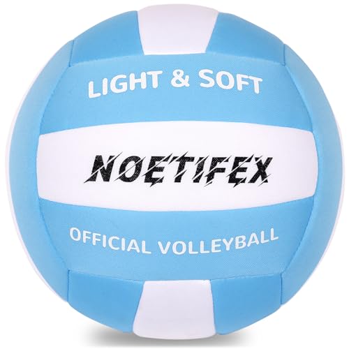 Soft Volleyball-Super Soft Fabric Light Volleyball for Indoor Practice Safe and Quiet Kids Youth Beginners House Yard Training Practice Games(Deflated) - color: Blue,white