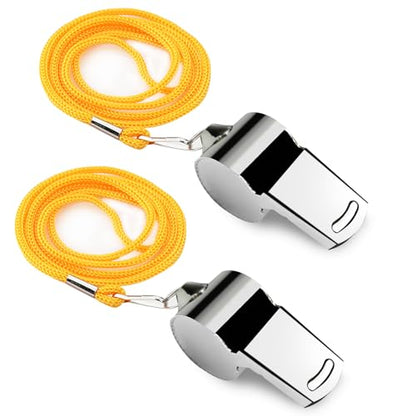 Plume'CHJ Whistle, Stainless Steel Super Loud Sports Whistle with Lanyard, Perfect for Referees, Coaches, Polices, Outdoor Sports, Emergency