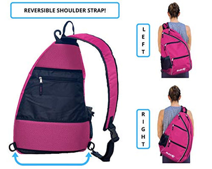 McEtt Pickleball Sling Bag & Mesh Ball Bag – Adjustable Crossbody Backpack for Women Men – Holds Pickleballs, Paddles, Water Bottle, Gear - color: Pink