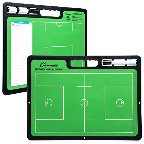 Champion Sports Large & XL Dry Erase Board For Coaching - Whiteboards for Strategizing, Techniques, Plays - 2-Sided Boards with Front Side Full Field - Backside Half Field and Lineup - color: Lacrosse, style: XL Coaches Board