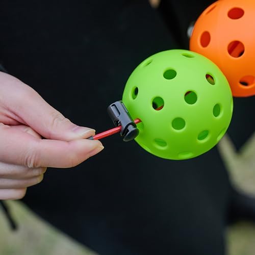 Pickleball Ball String Holder Accessories for Storage Bags, Up to 3 Official Balls, Short one Red Cable, Easy to Carry, Set of 2