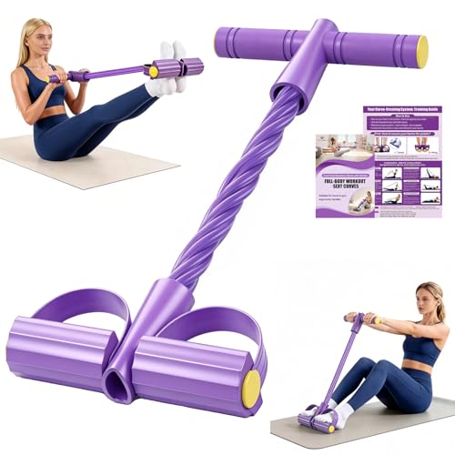 Foot Pedal Resistance Bands with Handles, 6-Tube Multifunction Exercise Bands, Durable Home Gym Fitness Equipment - color: Purple