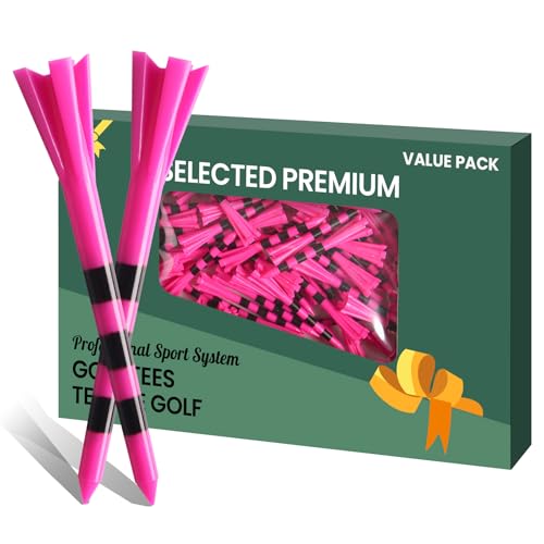 VEASAERS Golf Tees Plastic 3 1/4 2 3/4 inch Unbreakable 20 50 100 Pack, Bulk Long Stronger Upgrade More Durable Stable Reduce Friction Side Spin Tee Pink Pouple Gift for Men Women - color: Pink, size: 50Pcs 3 1/4 inch
