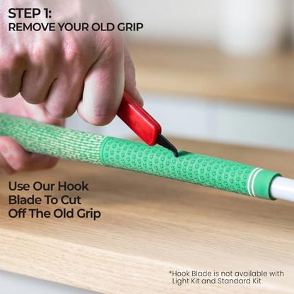 Wedge Guys Golf Grip Kits for Regripping Golf Clubs - Professional Quality - Options Include Hook Blade, 15 or 30 Tape Strips, 5 or 8 oz Solvent, Grip Tape Remover, Bench Vise & Rubber Clamp - style: Light Grip Kit