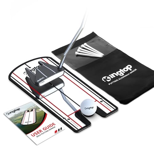 KINGTOP Golf Putting Mirror - Alignment Putting Training Aids for Consistency & Accuracy - Ideal for Indoor | Outdoor Practice, with Carry Bag and Golf Tees - color: Putting Alignment Mirror