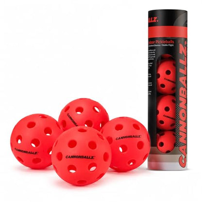 Cannonballz - Indoor Pickleball Balls Multi-Pack – 26 Hole Fluorescent Ember Pickleball Balls, USAPA Approved Indoor Pickleballs for Training, Practice & Tournament Performance - size: 4 Pack