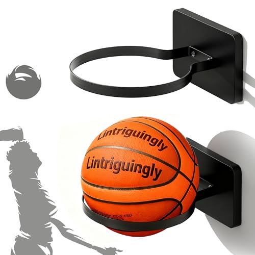 Basketball Holder Wall Mount — Ball Holder Wall Mount,Ball Storage Display Rack for Autograph Basketballs, Soccer/Volleyball Holder，Sports Accessories Organizer - color: Black-2Pack