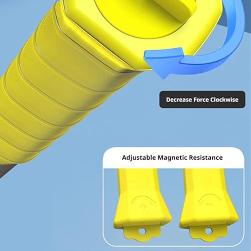 Badminton Power Trainer with Magnetic Resistance, 11.8" Swing Trainer Sound Feedback for Smash Technique, Real Racket Handle Feel for Wrist Arm Strength Training Fitness Professional Players - color: Yellow