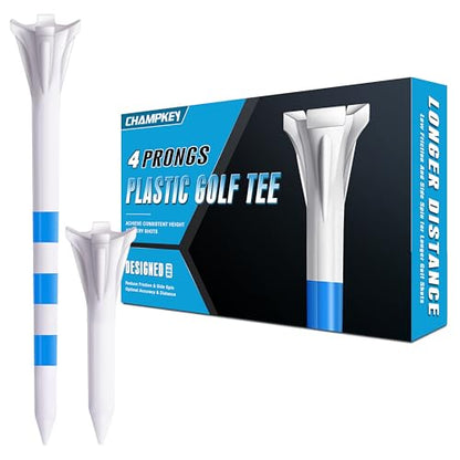 CHAMPKEY PRO 4-Prong Plastic Golf Tees 150 Pack - 70% Ball Contact Reduced for Less Friction and Maximum Distance Performance Golf Tees Plastic
