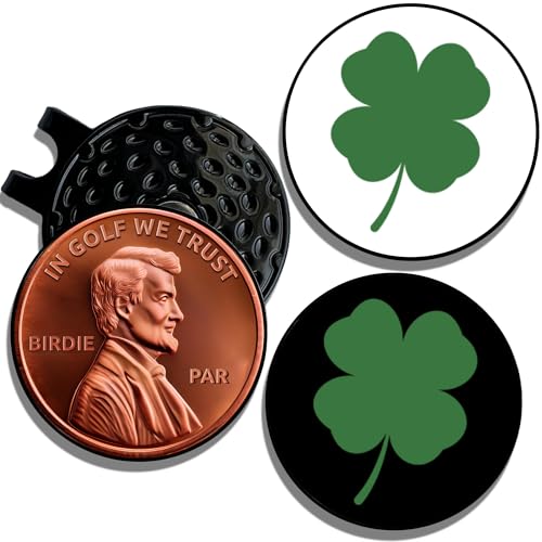 Wolf Golf Towels Golf Ball Marker Hat Clip Set | Multiple Sets to Choose from | 1 Magnetic Clip + 3 Ball Markers | Golf Accessories for Men & Women - color: Lucky | 3 pack