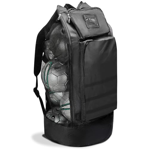 Heavy Duty Soccer Mesh Equipment Ball Bag, Holds 16-18 Balls, 36L Capacity, 600D Polyester Durable Sports Gear Bag with Adjustable Padded Shoulder Straps