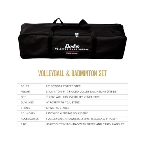 BadenBaden Champions Volleyball Badminton Combo Set - color: Black/Red