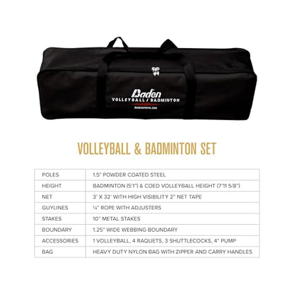BadenBaden Champions Volleyball Badminton Combo Set - color: Black/Red