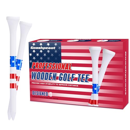 Premium Golf Tees Choose Between 200 Count or 120 Count, Professional Marking System Golf Tees 3-1/4 Inch, Reduce Friction Side Spin More Stable Golf Tees - color: 100 Pack Wood Tees - USA