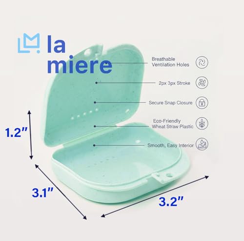 LA MIERE Retainer Case Wheat Straw Denture Case, Orthodontic Dental Case, Mouth Guard Case, Denture Box, Teeth Aligner Case, Celery Green - color: Celery Green