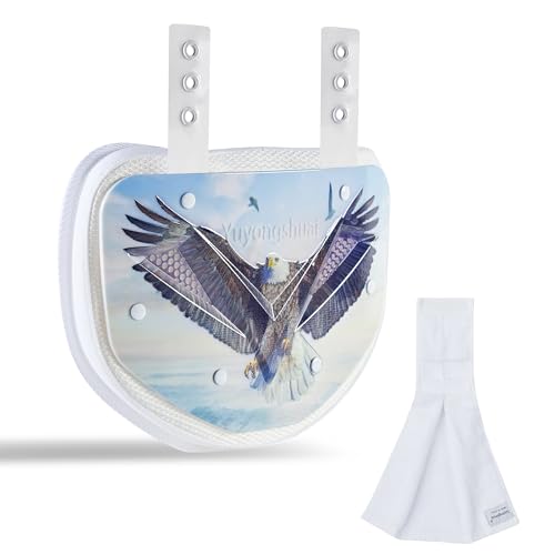 Football Back Plate, Football Low Back Pad, Rear Protector Lower Back Pads+ Towel - color: white-brown, size: Large