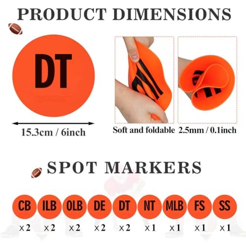 Football Defense Drill Cone Set Flexible 3-4/4-3 Defensive Formation Training Cones, Durable Marker Discs for Coaches, Practice, and Team Drills