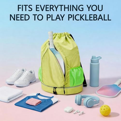 Pickleball Backpack for Women, Fit 2 to 4 Paddles, Pickleball Backpack with Shoe Compartment, Pickle Bag as Gifts for Beginner, Large Capacity Pickle Ball Bag with Paddle Cover Pocket - color: Green