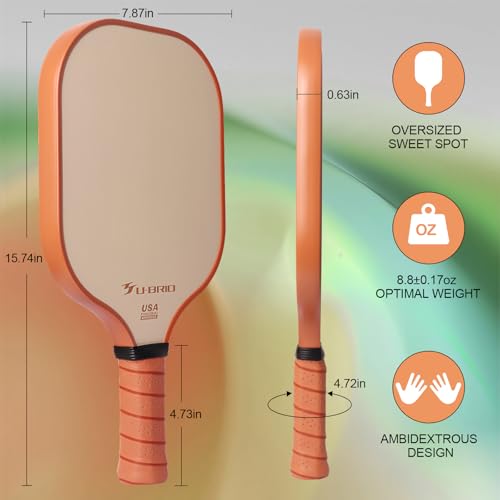 Pickleball Paddles Set of 2 Paddles 4 Balls and 1 Bag Pickleball Set 16MM Fiberglass Pickleball Paddle for Men Women, Pickleball Gifts for Women/Men Friends Family Lovers
