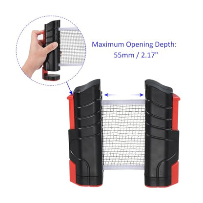 M METERXITY Adjustable Retractable Ping Pong Net - Indoor Outdoor Retractable Table Tennis Net for Any Table Tennis Table (2.2 Inch, Black Red)